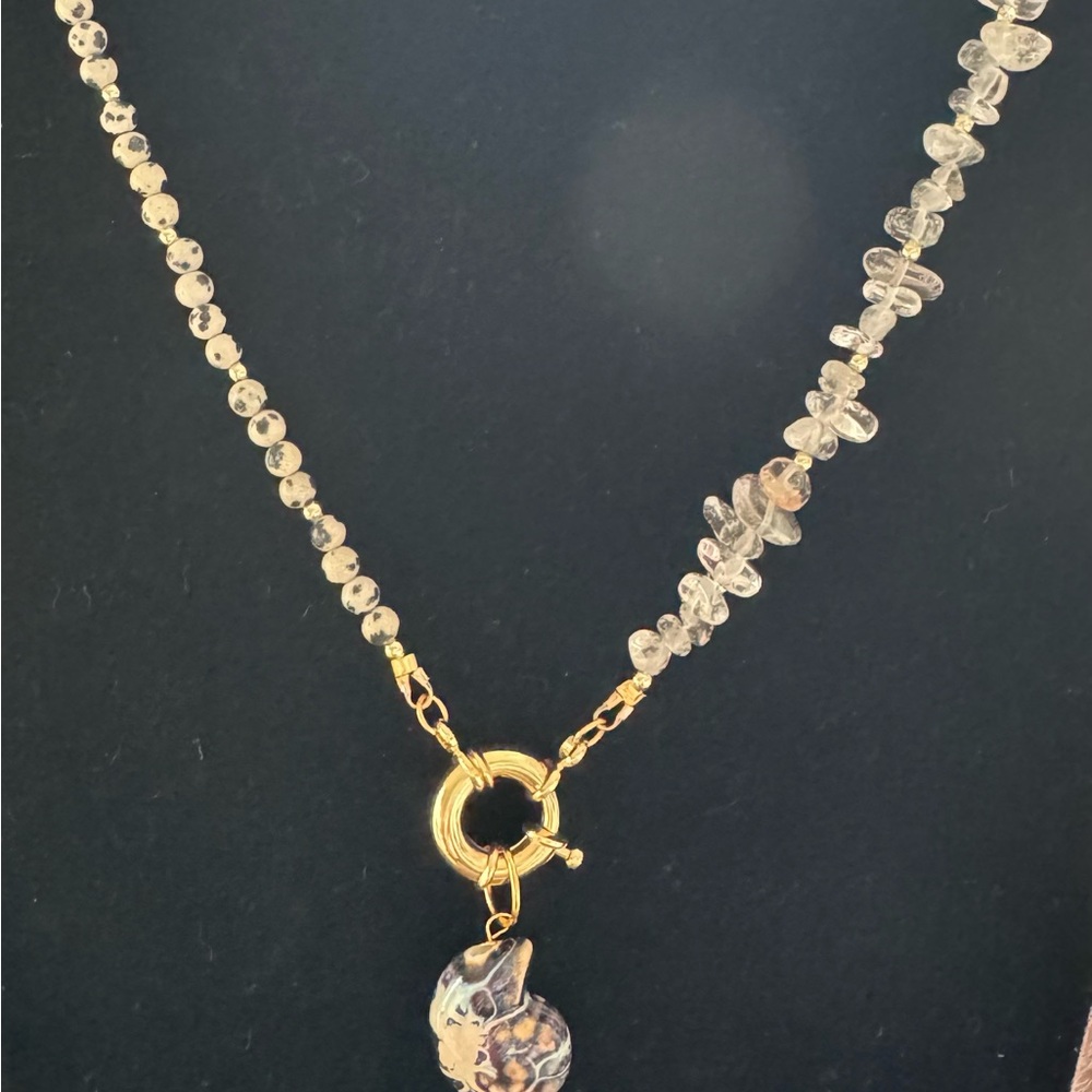 Gold and Silver Beaded Necklace with Pendant